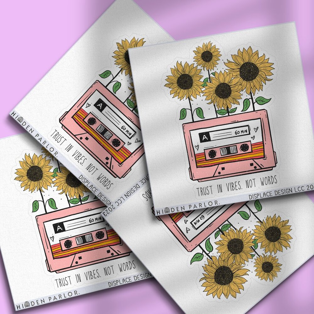 3pc - "Trust in Vibes Not Words" Sticker Pack – Water Bottle, Tumbler, La…